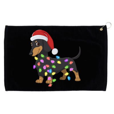 Christmas Dachshund With Santa Hat And Christmas Lights Gift Grommeted Golf Towel