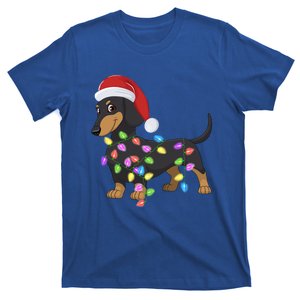 Christmas Dachshund With Santa Hat And Christmas Lights Gift T-Shirt