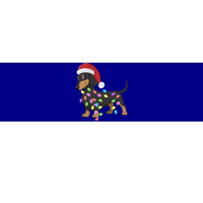 Christmas Dachshund With Santa Hat And Christmas Lights Gift Bumper Sticker