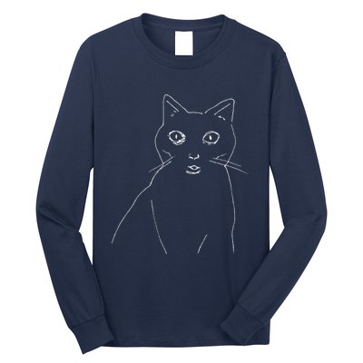 Cat Drawing (White) Long Sleeve Shirt