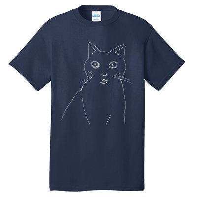 Cat Drawing (White) Tall T-Shirt