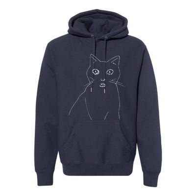 Cat Drawing (White) Premium Hoodie