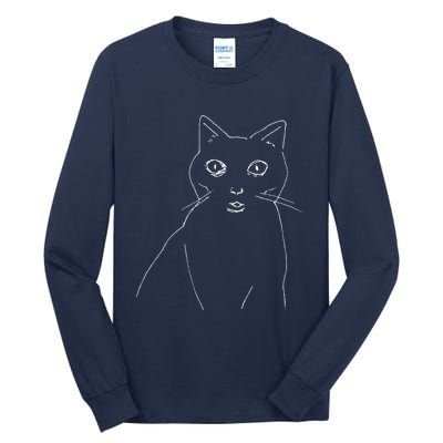 Cat Drawing (White) Tall Long Sleeve T-Shirt