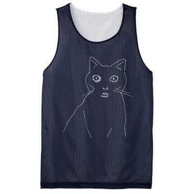 Cat Drawing (White) Mesh Reversible Basketball Jersey Tank