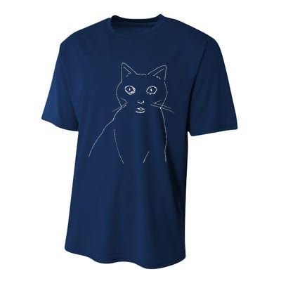 Cat Drawing (White) Performance Sprint T-Shirt