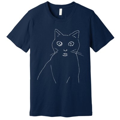 Cat Drawing (White) Premium T-Shirt