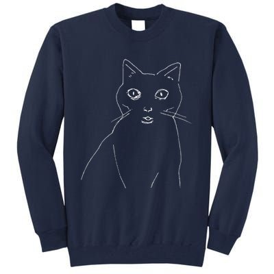 Cat Drawing (White) Tall Sweatshirt