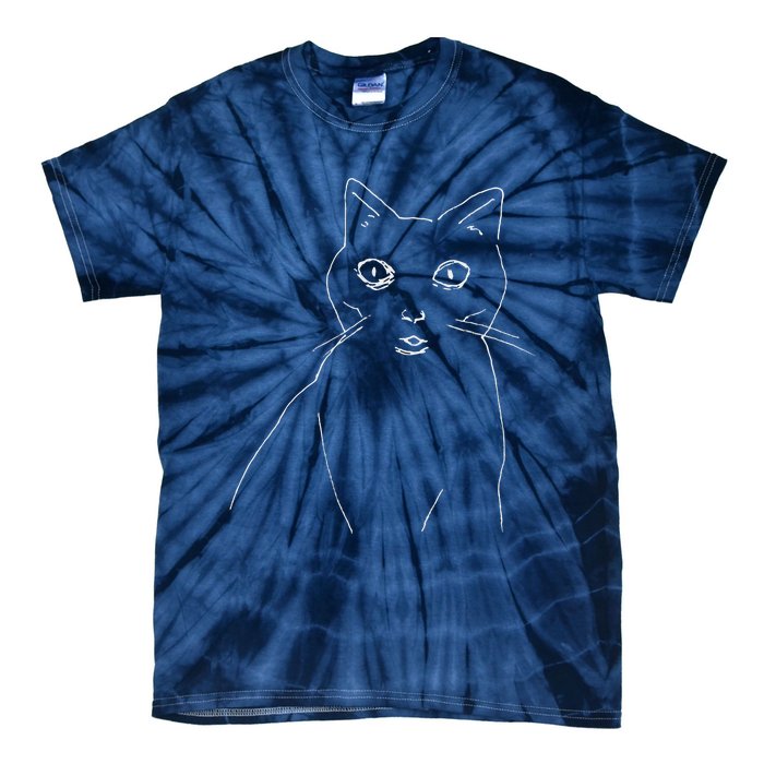 Cat Drawing (White) Tie-Dye T-Shirt