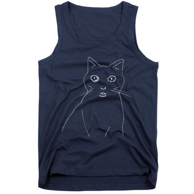 Cat Drawing (White) Tank Top