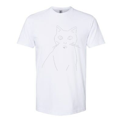 Cat Drawing (White) Softstyle CVC T-Shirt