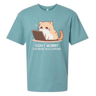 Cat DonT Worry IM From Tech Support Sueded Cloud Jersey T-Shirt