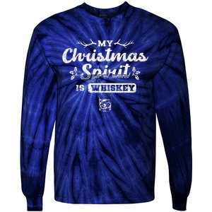 Christmas Drinking Whiskey Is My Christmas Spirit Xmas Tie-Dye Long Sleeve Shirt