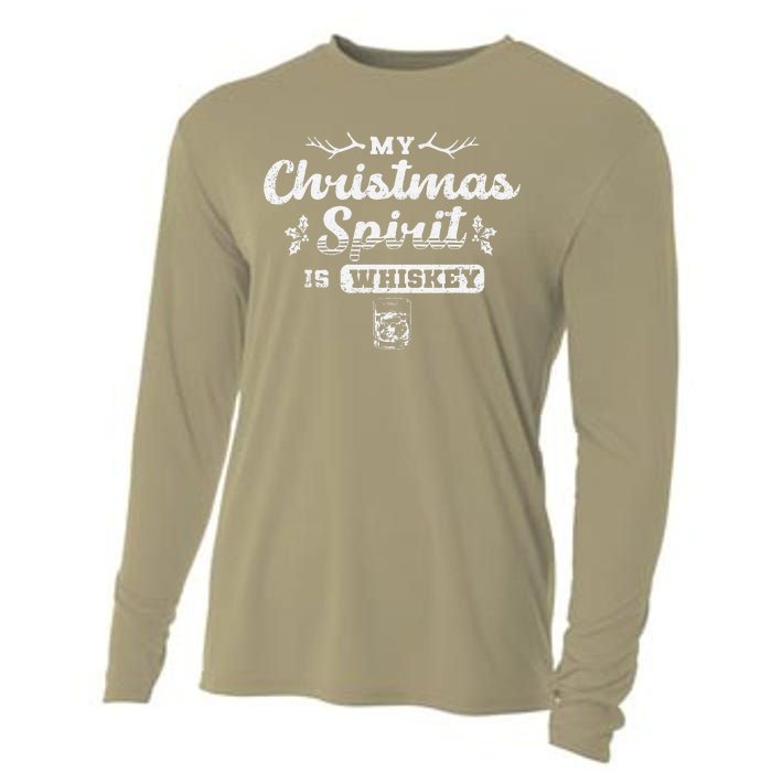 Christmas Drinking Whiskey Is My Christmas Spirit Xmas Cooling Performance Long Sleeve Crew