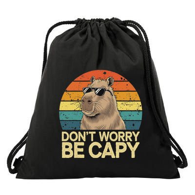 Capybara Dont Worry Be Capy Drawstring Bag