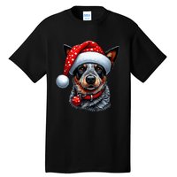 Cattle Dog With Santa Hat Tall T-Shirt