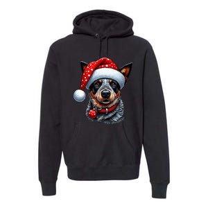 Cattle Dog With Santa Hat Premium Hoodie