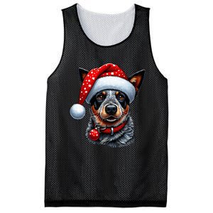 Cattle Dog With Santa Hat Mesh Reversible Basketball Jersey Tank