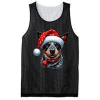 Cattle Dog With Santa Hat Mesh Reversible Basketball Jersey Tank