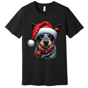 Cattle Dog With Santa Hat Premium T-Shirt