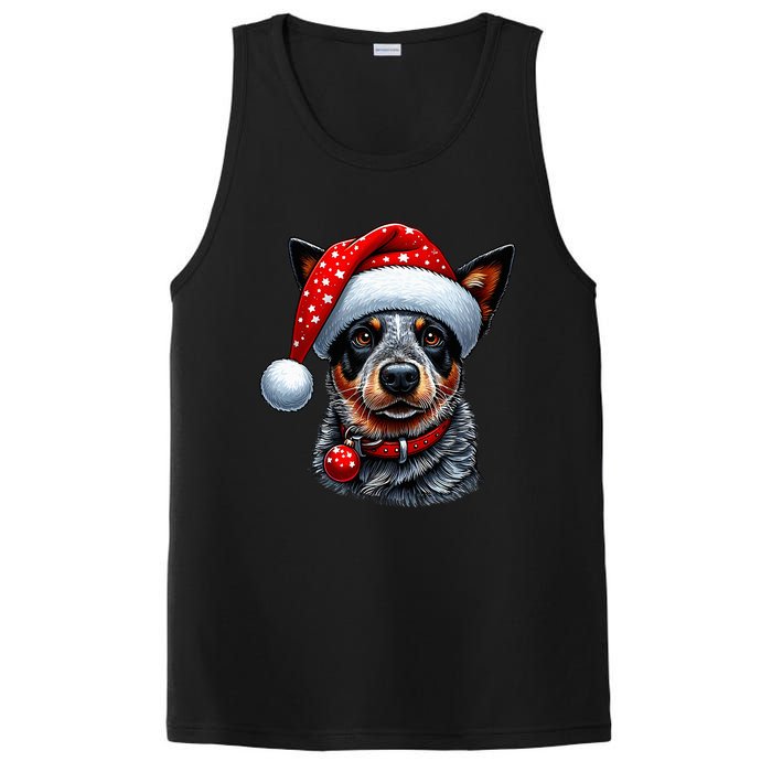 Cattle Dog With Santa Hat PosiCharge Competitor Tank