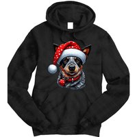 Cattle Dog With Santa Hat Tie Dye Hoodie