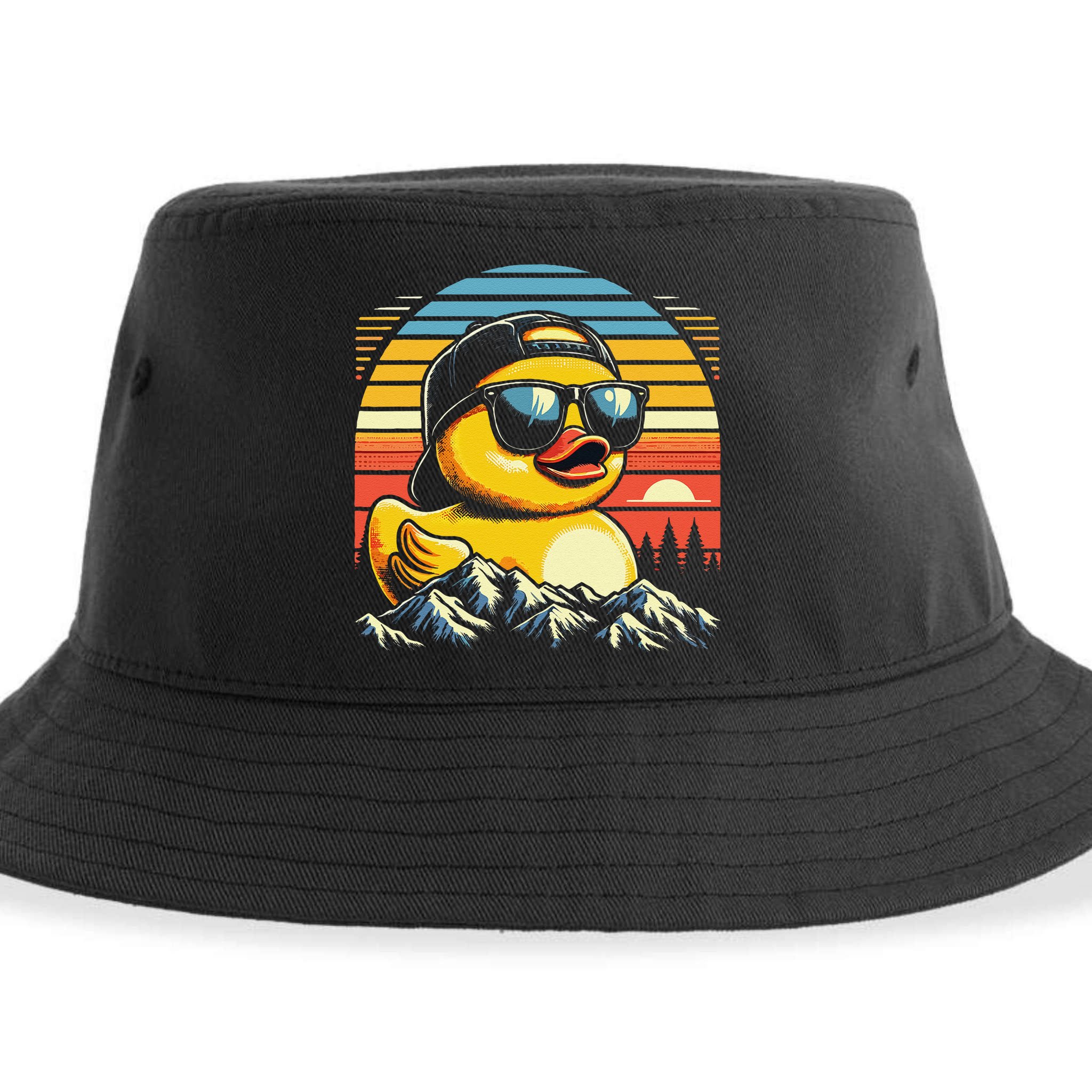 Cool Duck With Sunglasses Retro Funny Sustainable Bucket Hat