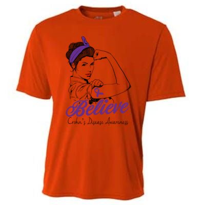 Crohn's Disease Warrior Unbreakable Purple Ribbon Gift Cooling Performance Crew T-Shirt