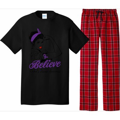 Crohn's Disease Warrior Unbreakable Purple Ribbon Gift Pajama Set