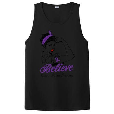 Crohn's Disease Warrior Unbreakable Purple Ribbon Gift PosiCharge Competitor Tank