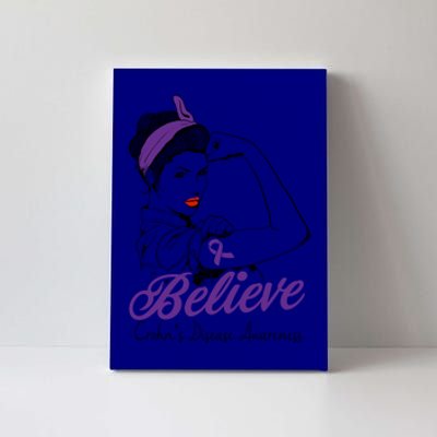 Crohn's Disease Warrior Unbreakable Purple Ribbon Gift Canvas