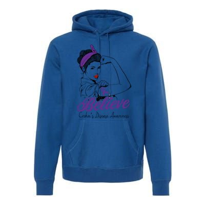 Crohn's Disease Warrior Unbreakable Purple Ribbon Gift Premium Hoodie