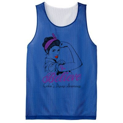 Crohn's Disease Warrior Unbreakable Purple Ribbon Gift Mesh Reversible Basketball Jersey Tank