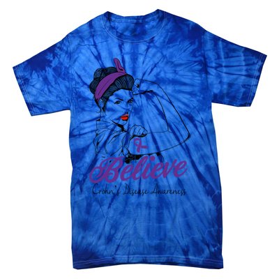 Crohn's Disease Warrior Unbreakable Purple Ribbon Gift Tie-Dye T-Shirt