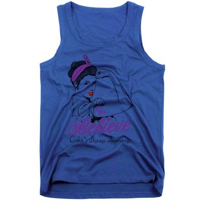 Crohn's Disease Warrior Unbreakable Purple Ribbon Gift Tank Top