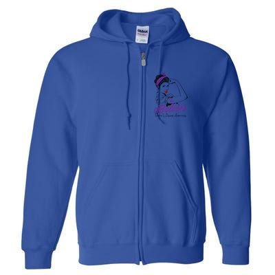 Crohn's Disease Warrior Unbreakable Purple Ribbon Gift Full Zip Hoodie