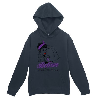 Crohn's Disease Warrior Unbreakable Purple Ribbon Gift Urban Pullover Hoodie