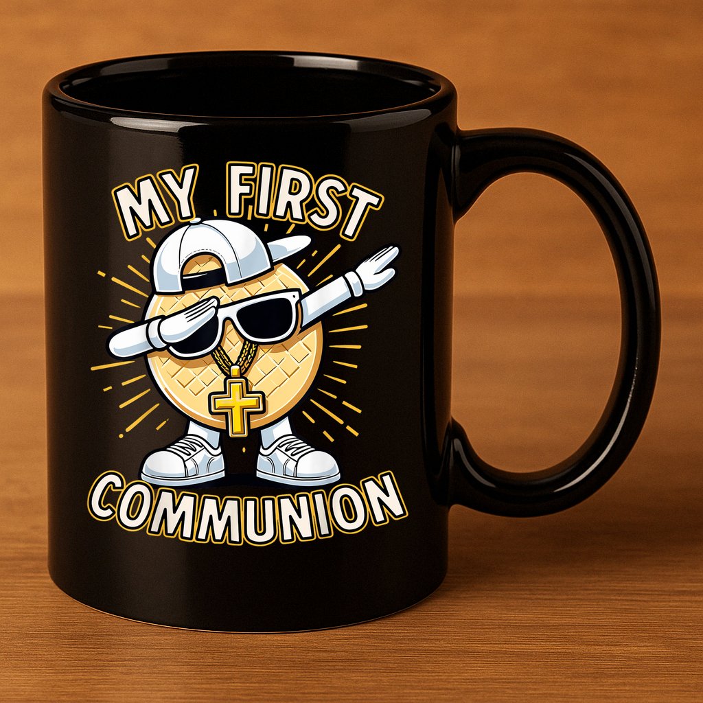Communion Dabbing Wafer Funny 1st Communion 11oz C Handle Ceramic Mug