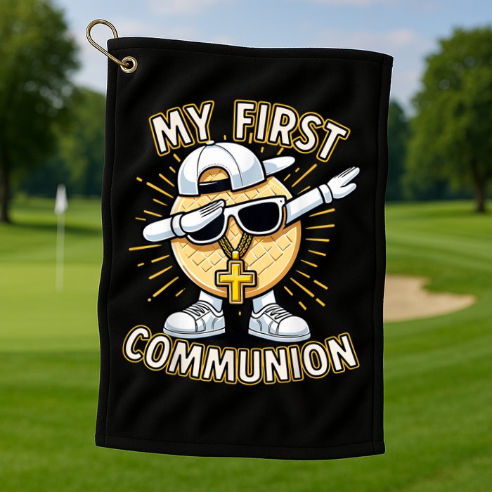 Communion Dabbing Wafer Funny 1st Communion Golf Towel