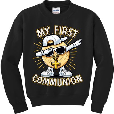 Communion Dabbing Wafer Funny 1st Communion Kids Sweatshirt