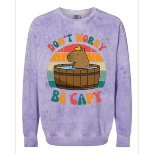 Capybara DonT Worry Be Capy Funny Retro Cute Capybara Colorblast Crewneck Sweatshirt