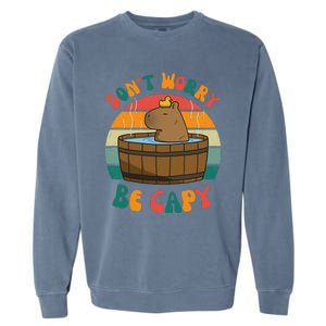 Capybara DonT Worry Be Capy Funny Retro Cute Capybara Garment-Dyed Sweatshirt