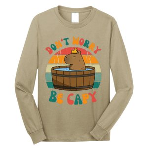 Capybara DonT Worry Be Capy Funny Retro Cute Capybara Long Sleeve Shirt