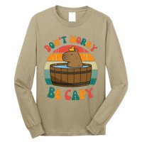 Capybara DonT Worry Be Capy Funny Retro Cute Capybara Long Sleeve Shirt