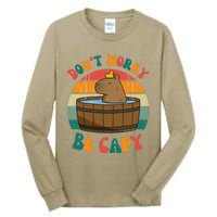 Capybara DonT Worry Be Capy Funny Retro Cute Capybara Tall Long Sleeve T-Shirt