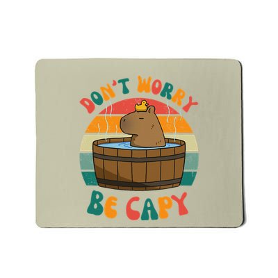 Capybara DonT Worry Be Capy Funny Retro Cute Capybara Mousepad