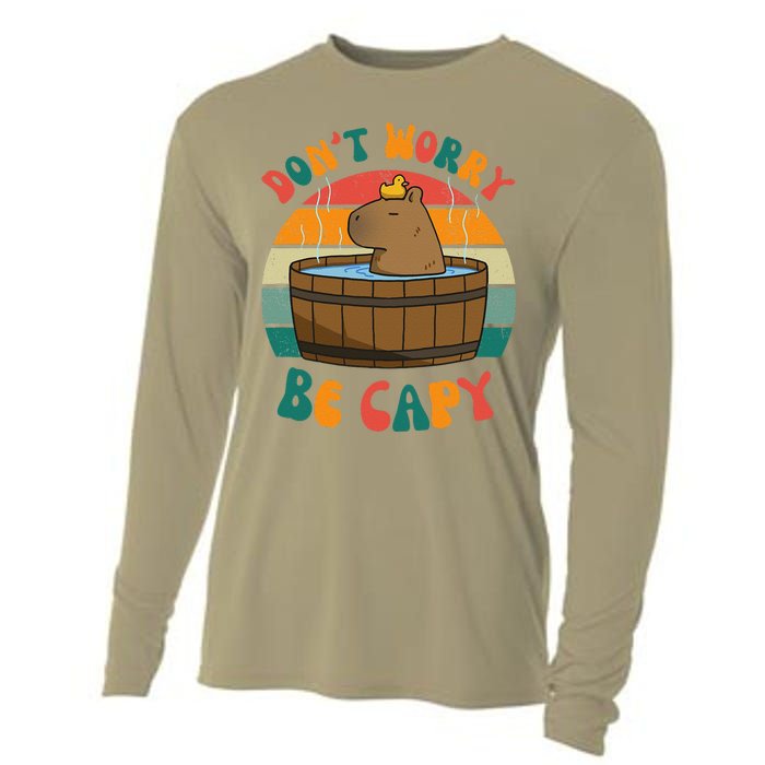 Capybara DonT Worry Be Capy Funny Retro Cute Capybara Cooling Performance Long Sleeve Crew