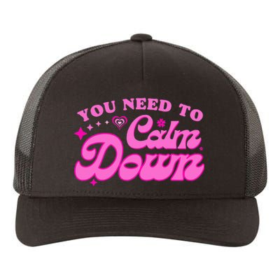 Calm Down with Groovy Retro Vibes Yupoong Adult 5-Panel Trucker Hat