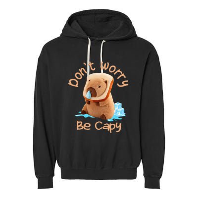 Capybara DonT Worry Be Capy Distressed Cute Garment-Dyed Fleece Hoodie