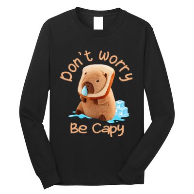 Capybara DonT Worry Be Capy Distressed Cute Long Sleeve Shirt