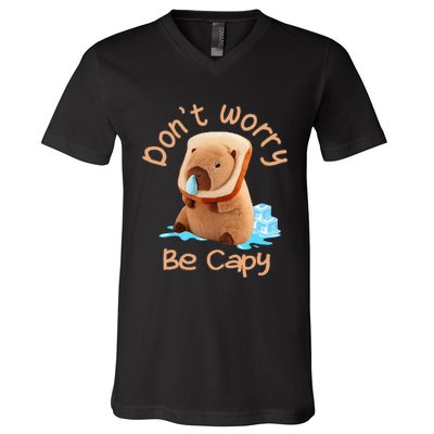 Capybara DonT Worry Be Capy Distressed Cute V-Neck T-Shirt